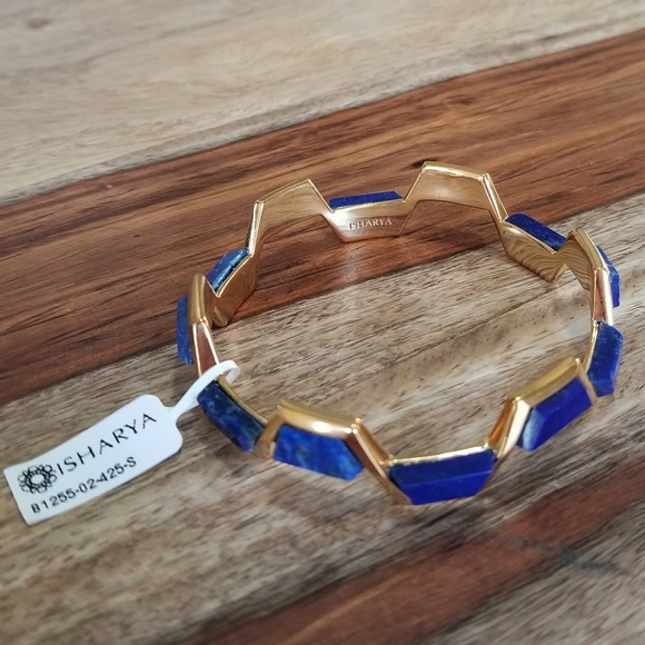 Isharya Abstract Mughal Blue Lapis & Gold Bracelet - Picture 2 of 10